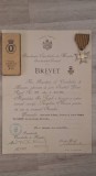 Rasplata Muncii 25 ani Serviciul Statului : brevet+ piesa mare+ miniatura+ cutie