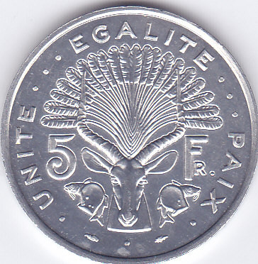 Moneda Djibouti 5 Franci 1991 - KM#22 UNC ( aluminiu ) foto