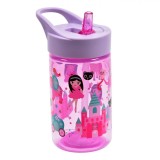 Sticlă de Apă, Flip Top, Model Prințesă, Capacitate 430ml, Culoare Lila, Oem