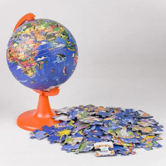 Glob pământesc My Wild World 15 cm, cu puzzle 100 piese