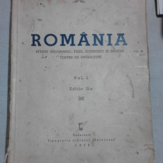 ROMANIA, STUDIU GEOGRAFIC, FIZIC, ECONOMIC SI MILITAR, TEATRE DE OPERATIUNI - C. VERDES VOL.I, EDITIA II-A