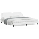 VidaXL Cadru de pat cu tăblie, alb, 200x200 cm, piele ecologică