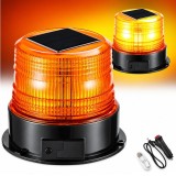 Girofar LED Stroboscopic Solar Portocaliu 18 LED, 4 Moduri, 12V, Acumulator, Prindere Magnetica