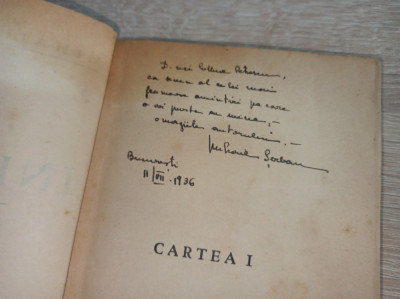 MIHAIL SERBAN (dedicatie/ semnatura) INFIRMII, ROMAN, prima editie 1936 foto