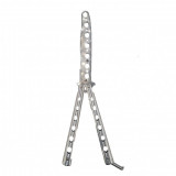 Cutit fluture Butterfly, Balisong 21 cm, gri, fara tais, de antrenament, model cercuri