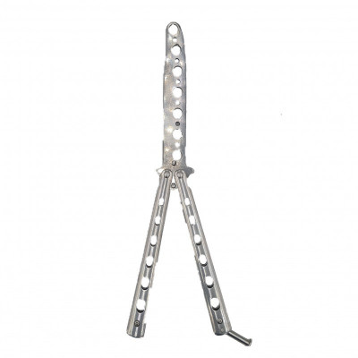 Cutit fluture Butterfly, Balisong 21 cm, gri, fara tais, de antrenament, model cercuri foto