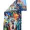 Esarfa tip sal doua fete pictata 08, Dacali, matase, verde/rosu, 180x70cm