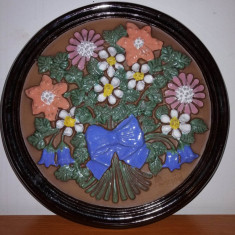 Tablou ceramic aplica placa ceramica mare de perete florala Gabriel Sweden