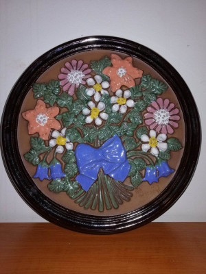 Tablou ceramic aplica placa ceramica mare de perete florala Gabriel Sweden foto