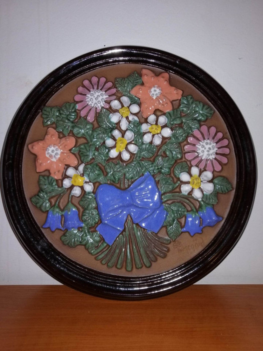 Tablou ceramic aplica placa ceramica mare de perete florala Gabriel Sweden