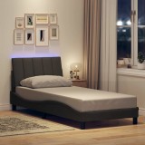 Cumpara ieftin Cadru de pat fără saltea, gri &icirc;nchis, 90x190 cm, textil