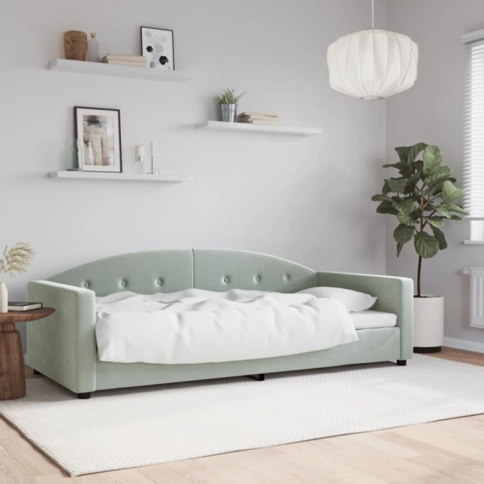 vidaXL Cadru de pat, gri deschis, 90x200 cm, catifea 354136