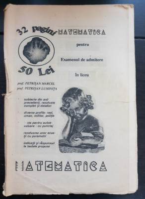 Matematică pentru Examenul de admitere &amp;icirc;n liceu - Petrișan Marcel, Petrișan Luminița foto