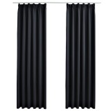 Cumpara ieftin Draperii opace cu carlige, 2 buc., negru, 140 x 175 cm
