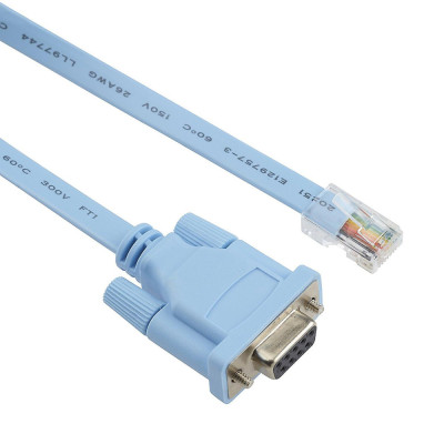 Cablu adaptor DB9 Serial 9 pini RS232 mama la RJ45 retea, Active, convertor rs 232 ethernet, 1.8m foto
