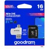 Card Memorie microSDHC GoodRam, 16Gb, Clasa 10 / UHS-1 U1, Cu Cititor Card si Adaptor M1A4-0160R12