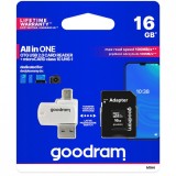 Card Memorie microSDHC GoodRam, 16Gb, Clasa 10 / UHS-1 U1, Cu Cititor Card si Adaptor M1A4-0160R12