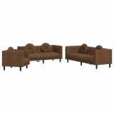 Cumpara ieftin Set de canapele cu perne, 3 piese, maro, catifea