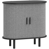 HOMCOM Bufet pentru living, mobilier de depozitare oval cu 2 uși glisante și 2 compartimente, 80 x 40 x 78 cm, gri | Aosom Romania