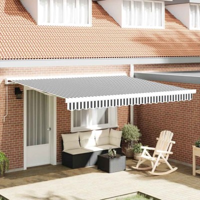 vidaXL Copertină retractabilă antracit/alb, 4x3 m, textil/aluminiu foto