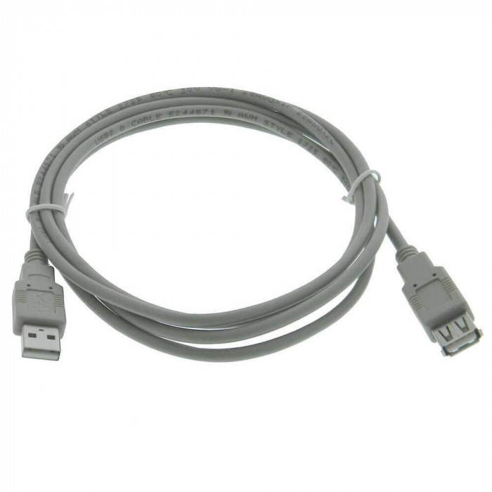 Cablu USB A Tata-Mama Gri, Versiune 2.0, 3 M Lungime - Prelungitor USB