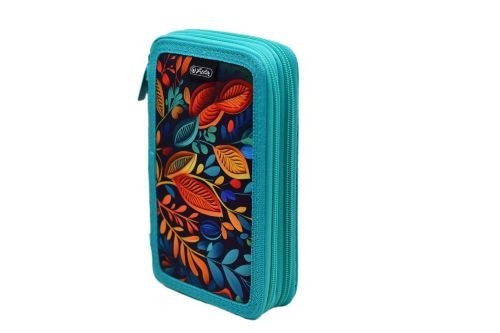 Penar neechipat fete, 2 fermoare, Dimensiuni 20x4,5z13cm, Motiv Abstract