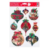 Autocolante Geamuri, Model Globuri Vintage Cu Glitter, Dimensiune 20x30cm, Multicolor