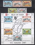Isle of Man 1987 - A 80-a aniversare a curselor de motociclete TT din Insula Man, Serie + Bloc, Cota 13.50 EURO, MNH
