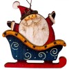 Ornament Crăciun, Sanie cu Moș Crăciun, Lemn, Multicolor, 7x7 cm, Oem