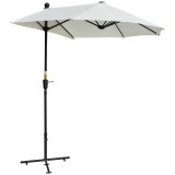 Outsunny Umbrelă Semicirculară Dublă de Perete cu Deschidere cu Manivelă și Suport &icirc;n Cruce, 200x190x240 cm, Crem | Aosom Romania