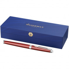 Stilou elegant Waterman Hemisphere, metal, rosu, breloc inclus din piele ecologica si metal foto