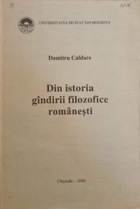 DIN ISTORIA GANDIRII FILOZOFICE ROMANESTI-DUMITRU CALDARE