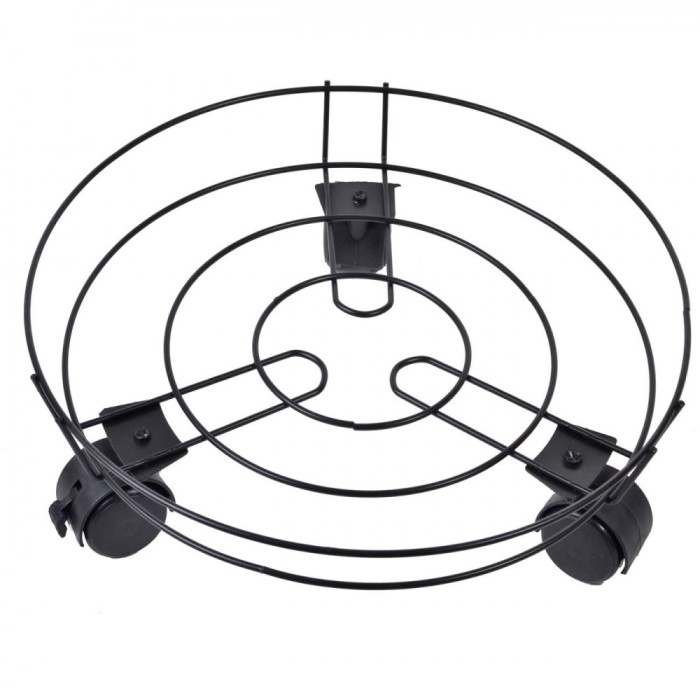 Suport Ghiveci Metalic, Rotund, Roti, Diametru 30 cm, Negru