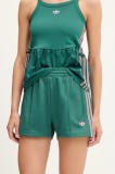 adidas Originals pantaloni scurți Shorts culoarea turcoaz, cu imprimeu, high waist, KC0682