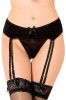 Portjartier si Bikini, Plasa Transparenta, 8 Jartiere, Negru, L/XL