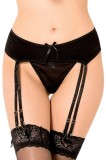 Portjartier si Bikini, Plasa Transparenta, 8 Jartiere, Negru, L/XL