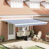 vidaXL Cortina Retractabilă Manual Albastru și alb 450 &times; 300 cm