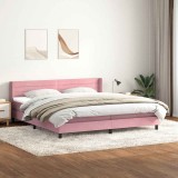vidaXL Pat box spring cu saltea, roz, 180x210 cm, catifea 3318212
