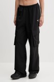 Puma pantaloni culoarea negru, drept, high waist, 629756