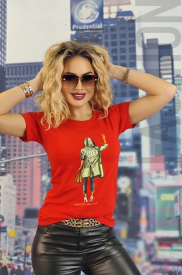 U838-3 Tricou casual cu imprimeu text foto