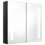Cumpara ieftin Dulap de baie cu oglinda si LED negru stralucitor 62x14x60 cm