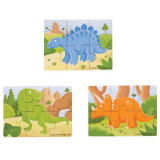 Set 3 puzzle din lemn Dinozauri, 2 ani+, Bigjigs
