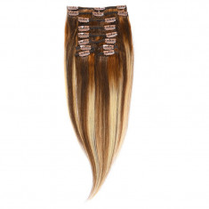 Clip-On Par Natural Volum 40cm 140gr Balayage Saten Mediu/Blond Opal/Saten Mediu 6/22/6 foto