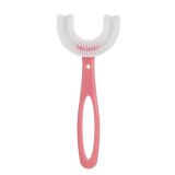 Cumpara ieftin Periuta de Dinti in Forma de U,pentru Copii 6-12 ani, Peri Moi, 12 cm, Model Inima, Culoare Roz