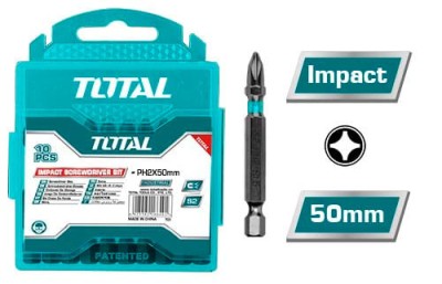 TOTAL - SET 10 BITI DE IMPACT PH2X50MM PowerTool TopQuality foto