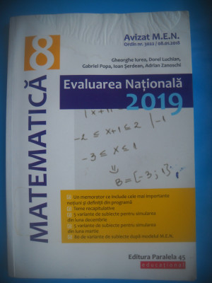 HOPCT MATEMATICA CL VIII EVALUARE NATIONALA-2018-GHEORGHE IUREA-253 PAG foto