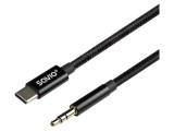 Cablu SAVIO Jack 3,5mm la USB-C 2m Negru Textil
