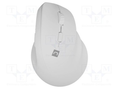 Mouse NATEC alb fără fir USB A, 6 butoane, rază 10m, optic ergonomic foto