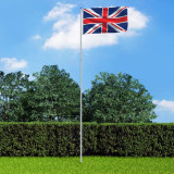 Steag Marea Britanie și st&acirc;lp din aluminiu 6 m, vidaXL