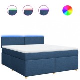 Cumpara ieftin Pat box spring cu saltea, albastru, 180x200 cm, material textil